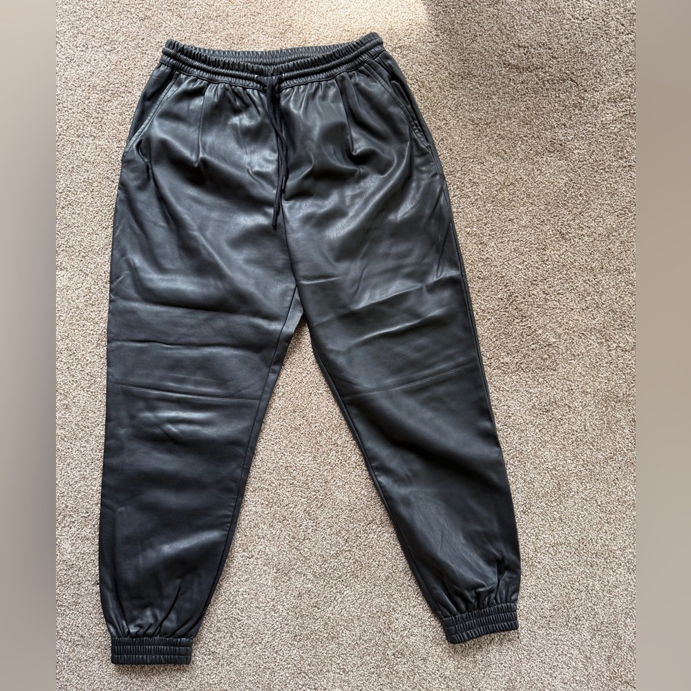 Zara Black Faux Leather Joggers